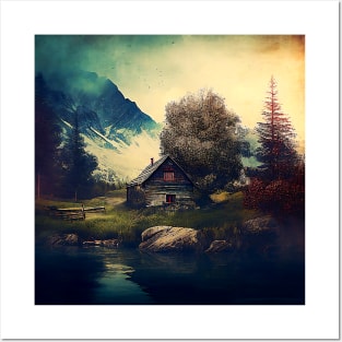 Rustic Lone Cabin in the Mountains Posters and Art